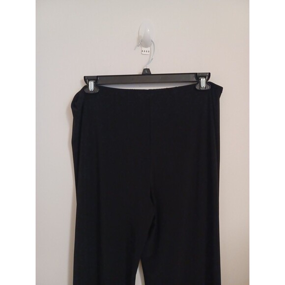 Black Palazzo Dress Pants Womens 16 Pull On Elastic Waist Wide Flare Leg Stretch - Picture 6 of 8